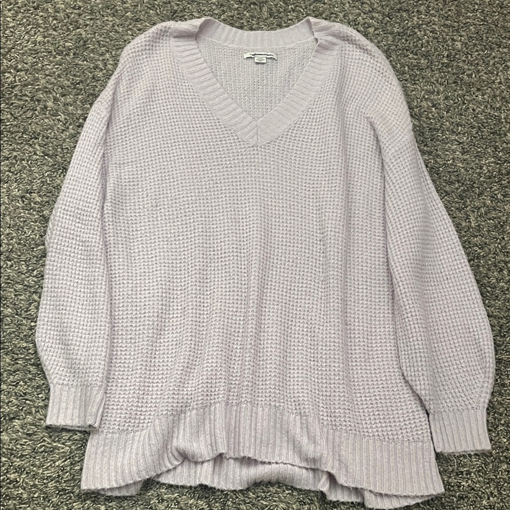 American Eagle Outfitters Light Purple V-Neck Sweater